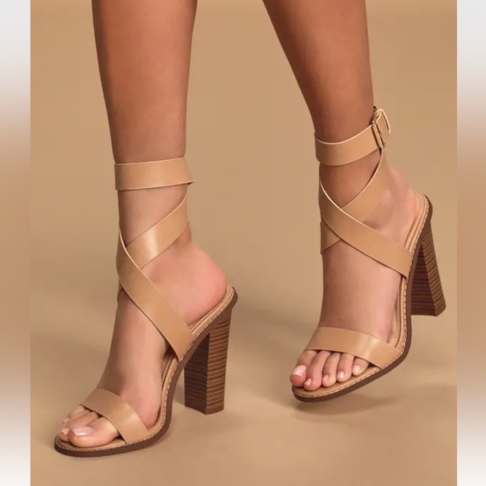 Nude Ankle Strap Heels